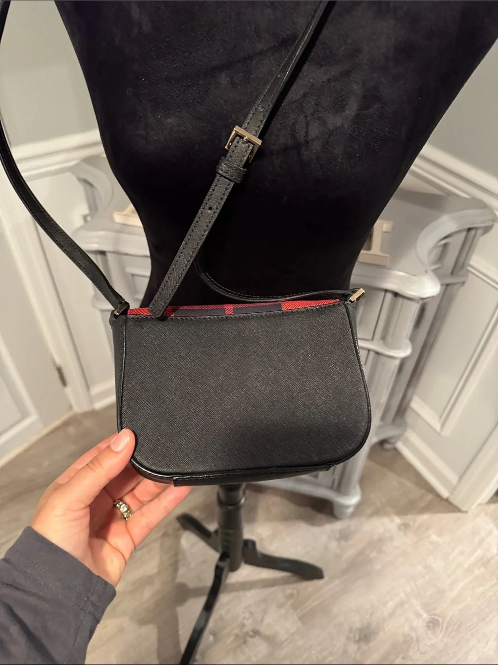 kate spade Red and Black Plaid Crossbody Bag